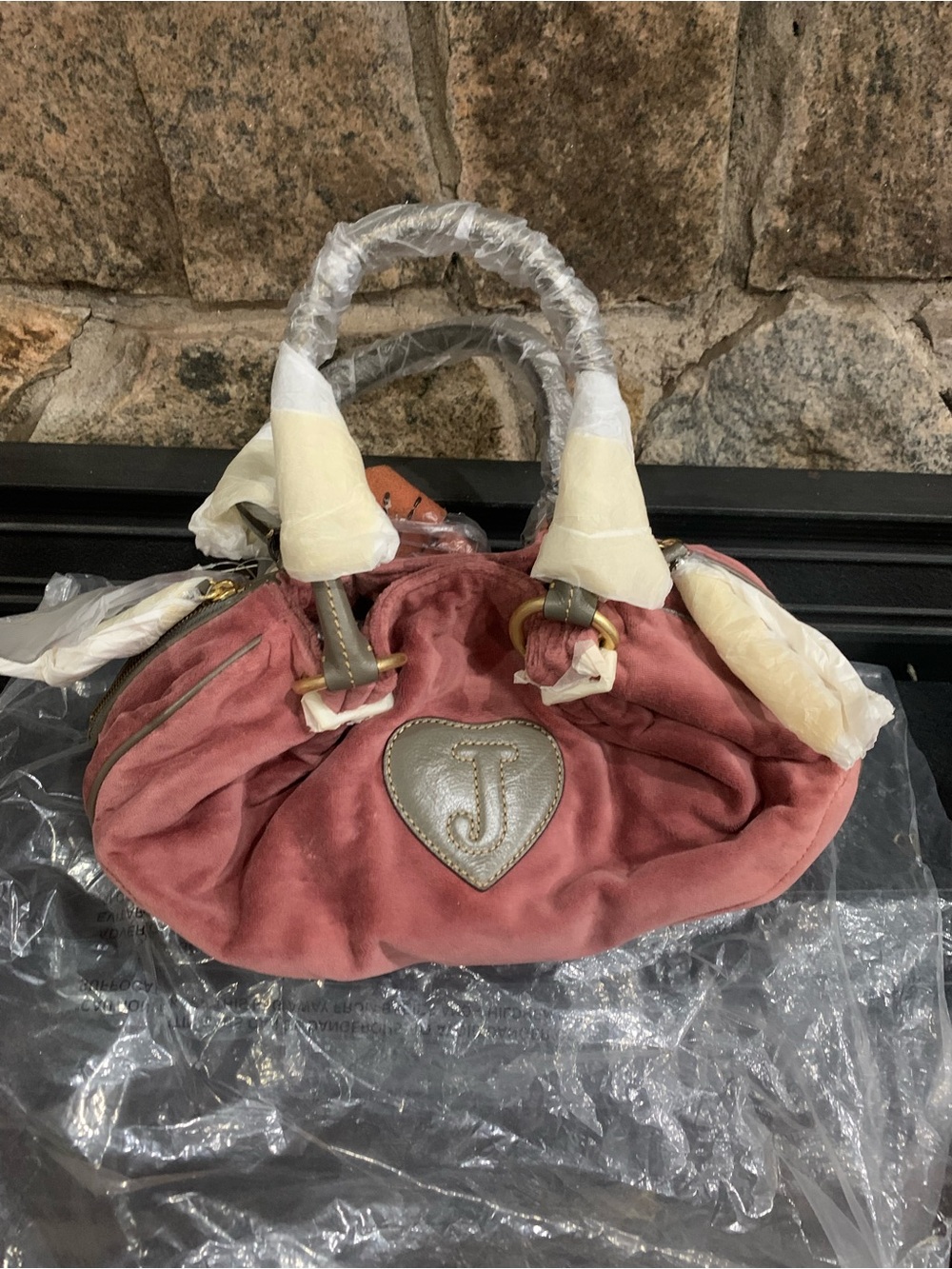 Juicy Couture Pam & Gela Floral Hobo Handbag Purse Velour Dark Pink Brand New - Picture 16 of 16